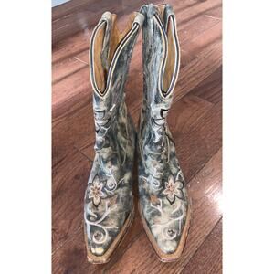 Rocky Floral Embroidered Western Boots | Leather | Women’s 7M | Boho Cowgirl